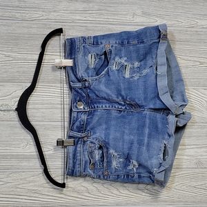 American Eagle Hi-Rise Shortie, Super Stretch, Distressed Jean Shorts